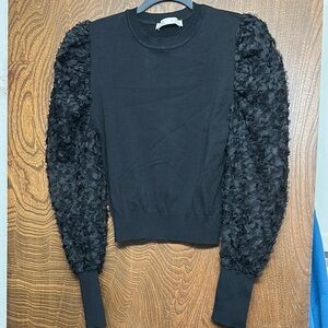 Zara Black Sweater with Textured Sleeves